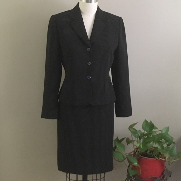 Tahari Dresses & Skirts - Tahari-Arthur S Levine Petite Black Pinstripe Suit